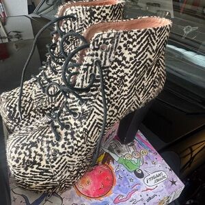 Jeffrey Campbell Lita- Fur pony hair calf, herringbone print  Sz 6.5 women